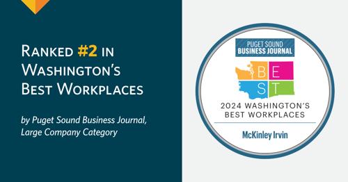 McKinley Irvin Ranked #2 in 2024 Washington’s Best Workplaces by PSBJ